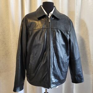 Perry Ellis Portfolio Men's Lambskin Leather Jacket, Coat, Size XL, Black